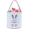 Easter Bunny Basket Egg Bags For Kids,Canvas Cotton Personalized Candy Egg Basket Rabbit Print Buckets With Fluffy Tail Gifts Ba