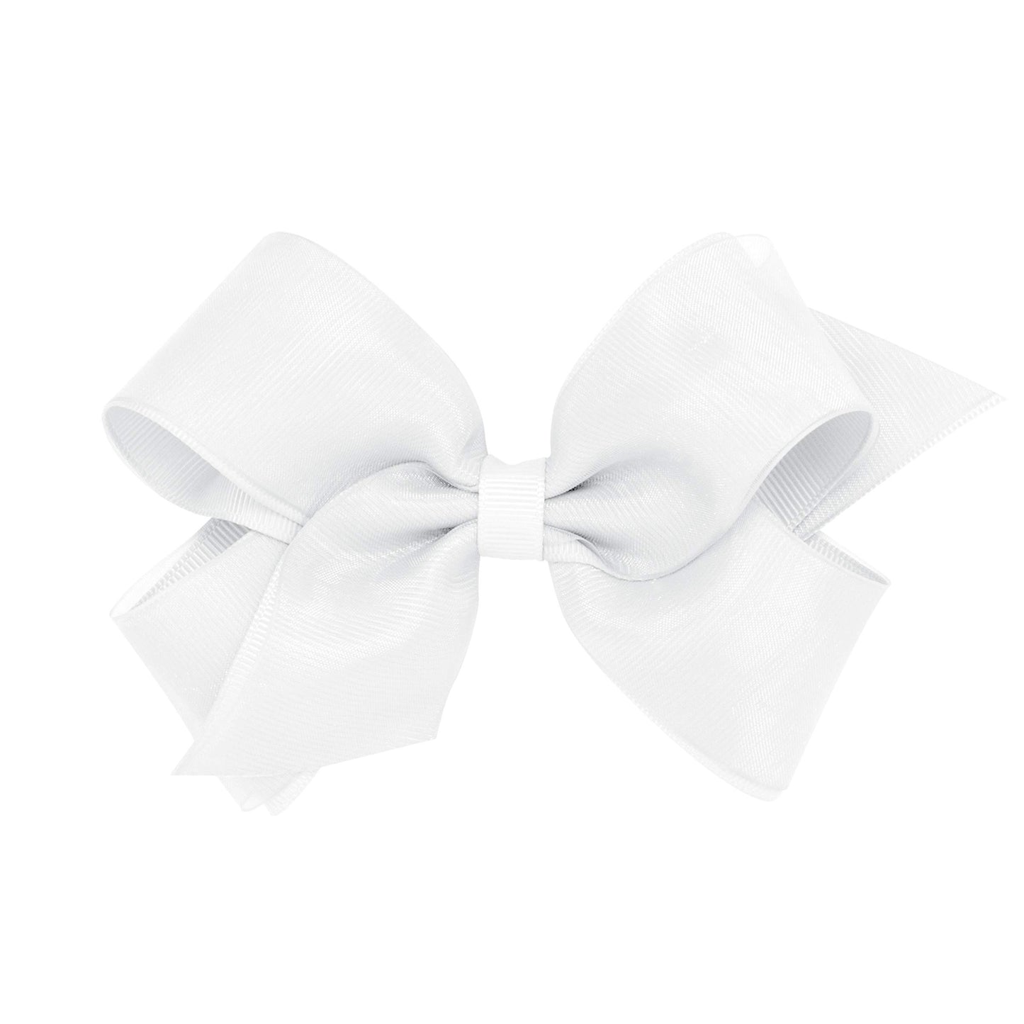 Wee Ones Girls Grosgrain Hair Bows with Organza Overlay on a WeeStay Clip, Medium, White