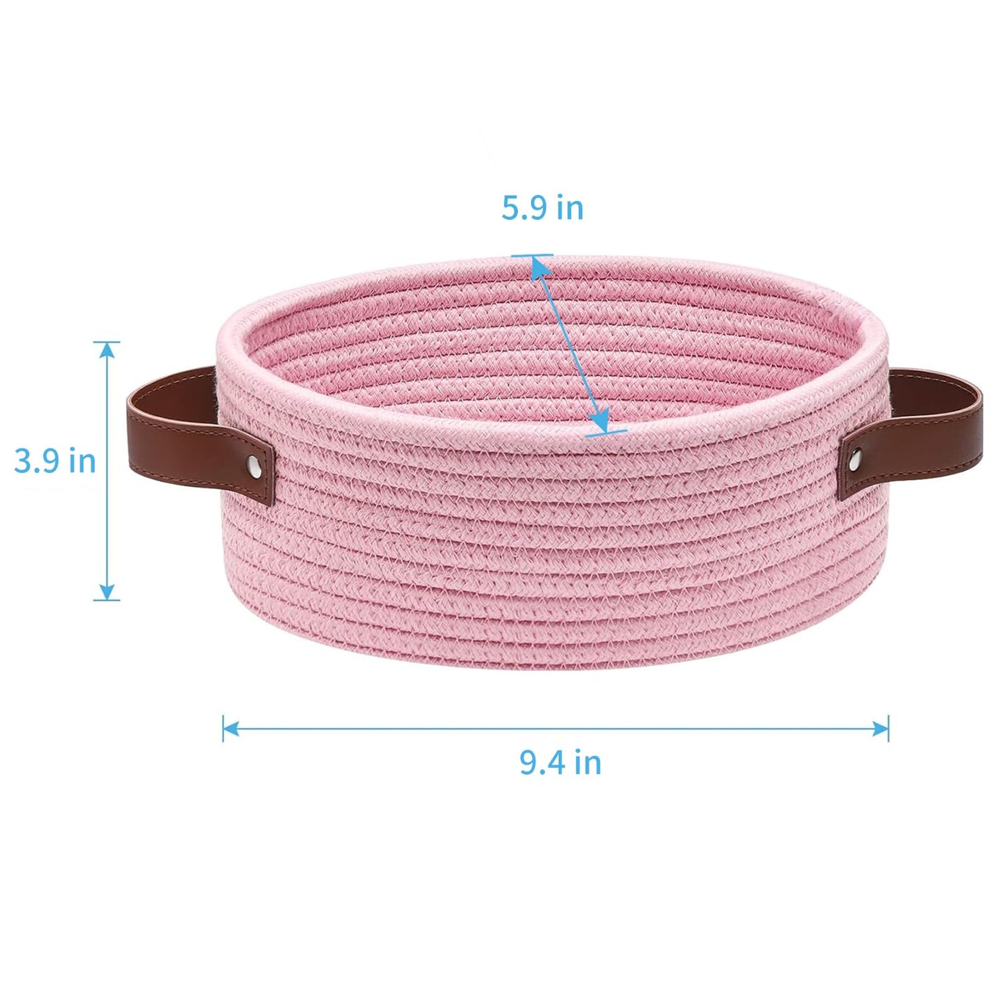 Abenkle Small Woven Basket, Mini Cotton Rope Storage Basket, Tiny Easter Basket, Shelf Basket, Oval Decorative Toy Dog Cat Baske