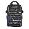 HUTARIO Custom Diaper Bag for Boy Girl Personalized Nylon Mommy Backpack with Name, Waterproof, Multifunctional