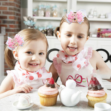 Birthday Hair Clips For Baby Girls - 2Pc Pink Sprinkle Bow Hair Clips For 3Rd Birthday Glitter Ice Cream Baby Bow Party Decorati