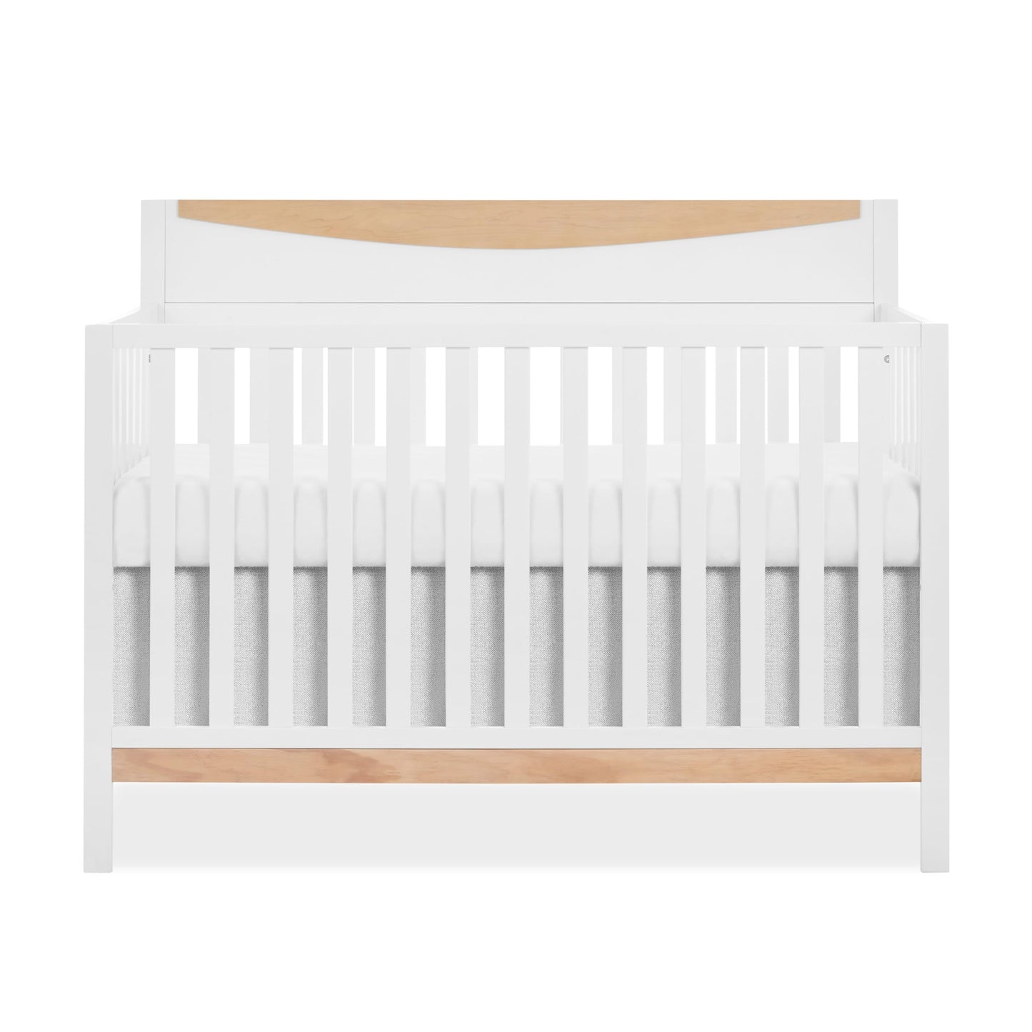 Dream On me Emerson 5-in-1 Convertible Full-Size Baby Crib in White & Vintage Oak, GreenGuard Gold & JPMA, Converts to Toddler,