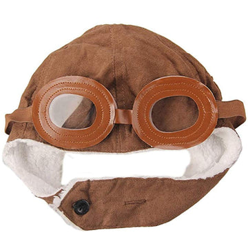 Happy Will Baby Pilot Hat Warm Aviator Cap With Earflaps Unisex Kids Fleece Winter Protect Beanie Hat For Kids Boys(Brown)