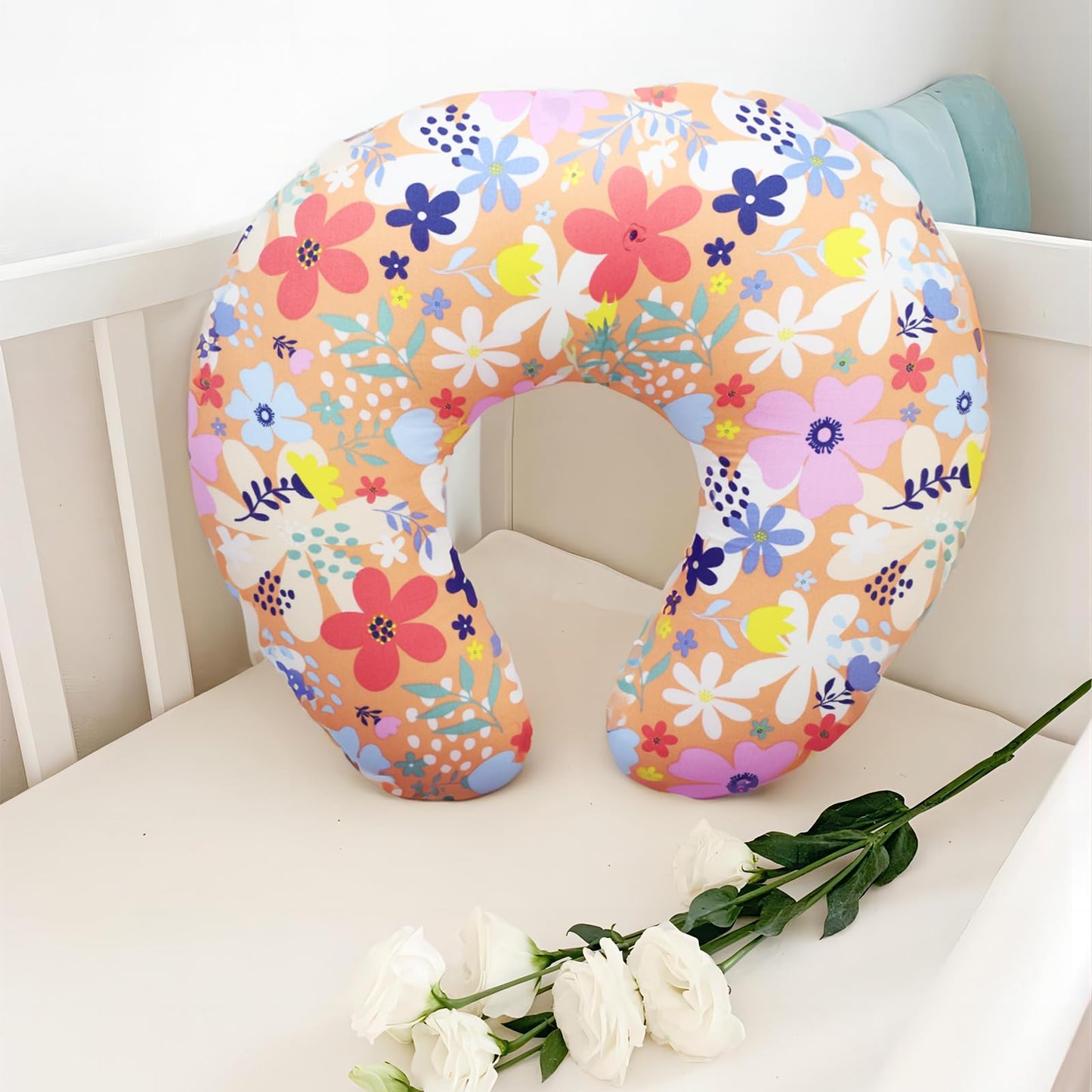 Witeasy Nursing Pillow,Bottle And Breast Feeding Pillows For Baby Boy And Girls,Donut Tummy Time Pillow With Removable Cotton Bl