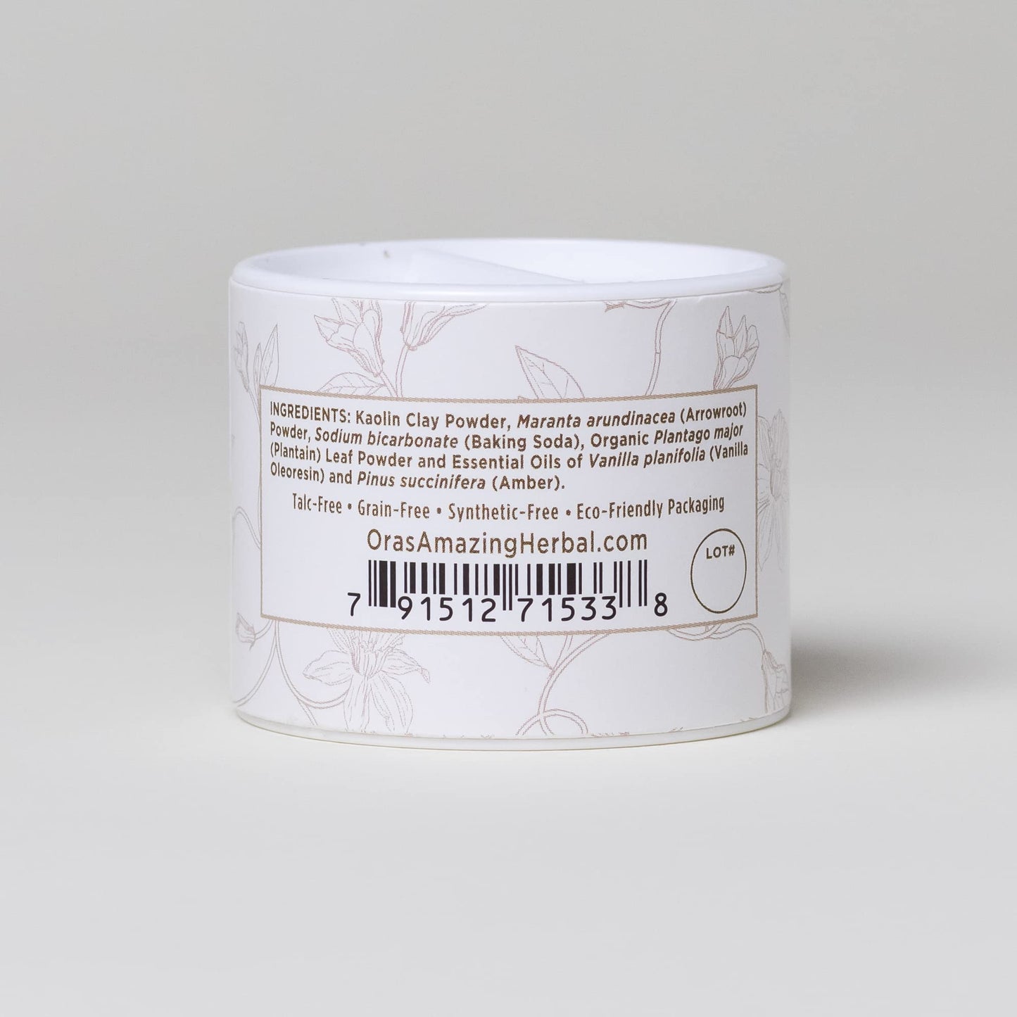Ora'S Amazing Herbal, Talc Free Baby Powder, Cornstarch Free Clay Based Powder, Real Vanilla Amber Natural Scent, (Pack Of 2 Tra