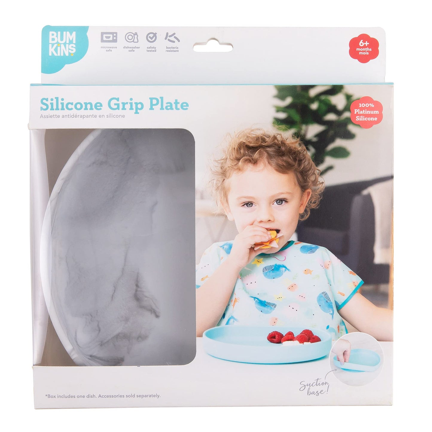 Bumkins Toddler and Baby Suction Plate, Silicone Grip Dish for Babies and Kids, Baby Led Weaning, Children Feeding Supplies, Non