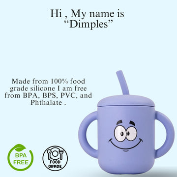 Fumiko Sippy Cups For Toddlers 1-3 - Adorable Personality Designs, Built-In Straw Lock, Easy-Grip Handles, (Dimples)