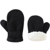 Baby Toddler Mittens Boys Girls Winter Outdoor Gloves Kids Easy-On Fleece Warm Mittens Black 1 Pair M(1-2 Years)
