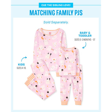 The Children'S Place Baby Girls Family Matching Christmas Holiday Sets, Snug Fit 100% Cotton, Pajama Set, Hlwn Pnk Ghost, 9-12 M