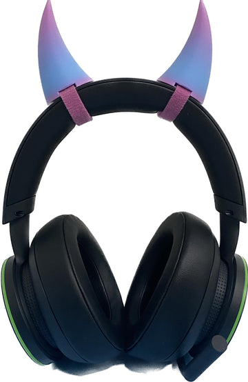 2X Demon Horns For Headset/Cosplay - Made In Usa -16 Colors (Rainbow Blue/Pink)