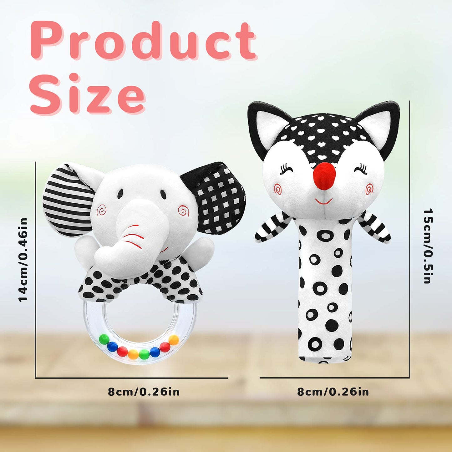 Baby Rattles 0-6 Months Newborn Toys Infant Toys 0-6 Months Rattles for Babies 0-6 Months Baby Toys 0-6 Months, Black and White