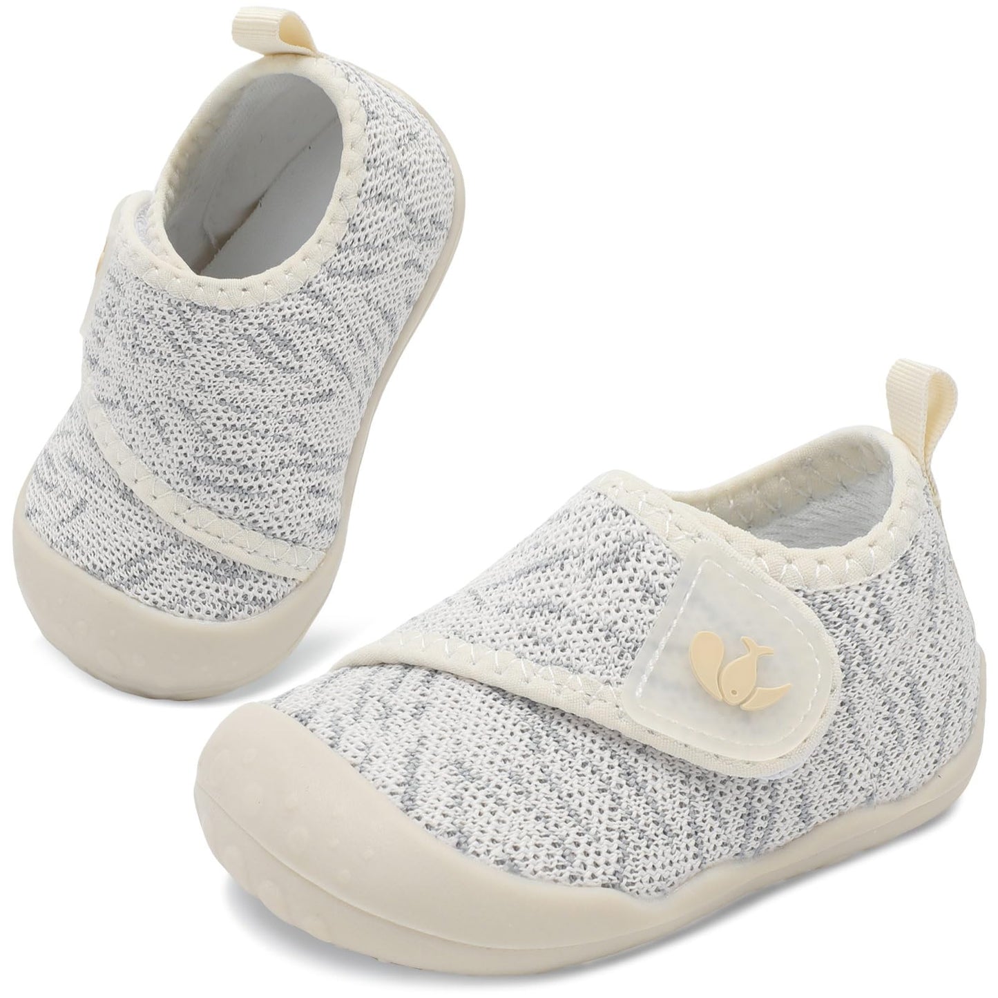 FEETCITY Baby Shoes Girls Boys Baby Sneakers First Walking Shoes Wide Infant Barefoot Shoe Lightweight Infant Sneakers Beige Gre