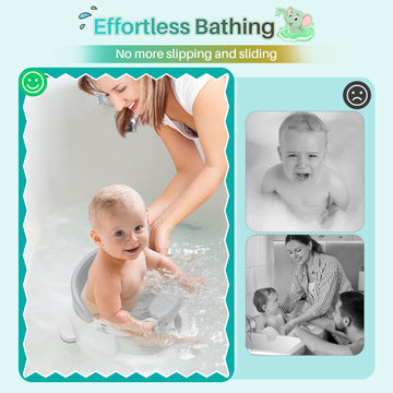 Inaya Baby Bath Seat For 6-24 Months, Non-Slip, Safe And Comfortable Tub Chair For Sitting-Up Infants, Open Design - Essential B