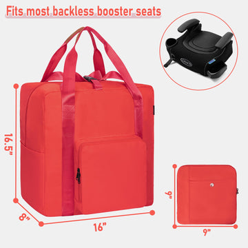 Toribio Backless Booster Car Seat Travel Bag, For Gb Pockit, Tote Bag Strollers Bags For Airplane Gate Check, Red