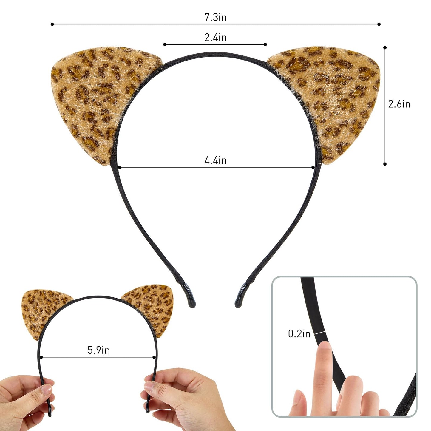 Fanyity Leopard Ears Headband, Cheetah Ears, Animal Ears For Girls & Women Halloween Costume Cosplay Or Party Decoration (Leopar