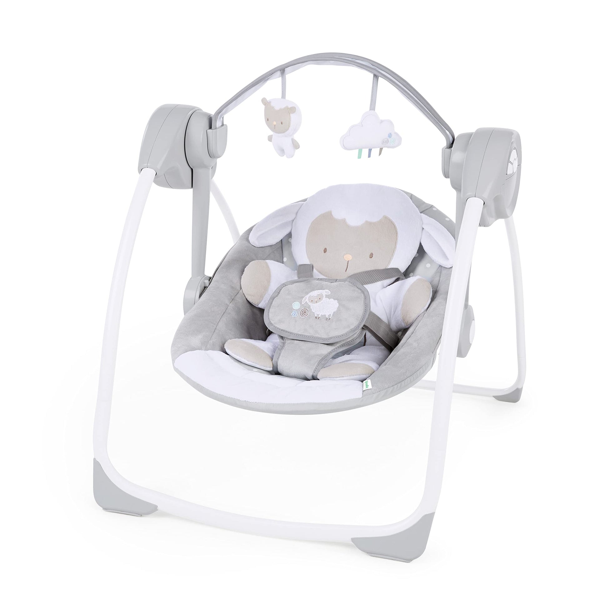 Ingenuity Comfort 2 Go Compact Portable 6-Speed Cushioned Baby Swing With Music, Folds Easy, 0-9 Months 6-20 Lbs (Cuddle Lamb)