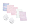 Nurses Choice 5 Piece Hospital Hat & Mitten Set For Newborn Baby (Girl)