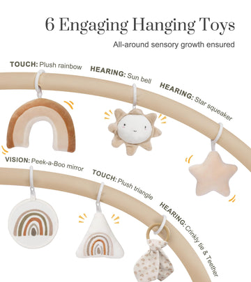 Washable Tummy Time Mat, Baby Play Gym With 6 Featured Toys And 12 Milestone Cards, Baby Gym For Infant & Toddler, Deluxe Larger