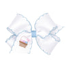 Wee Ones Girls' Easter Embellished Grosgrain Bow With Moonstitch Edge On A Weestay Clip, Handmade, Medium, Easter Basket Embroid