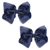 Amydecor 6 Inch Navy Blue Sparkly Glitter Sequin Hair Bows For Girls Toddlers Kids Children Teenage (2Pcs)