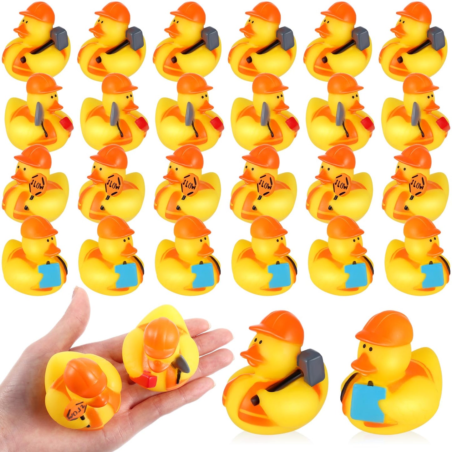 Deekin 12 Pcs Rubber Ducks Bulk 2 Inch Rubber Ducks Party Favor Decorations for Birthday Pool Party Occupation Cosplay (Construc