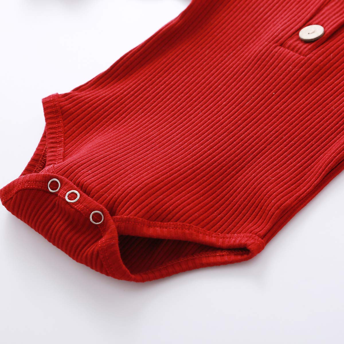 Baby Newborn Girls Boys Long Sleeve Clothes Striped Romper & Pants Set Infant Fall Winter Cotton Outfits (B-Red, 6-12 Months)