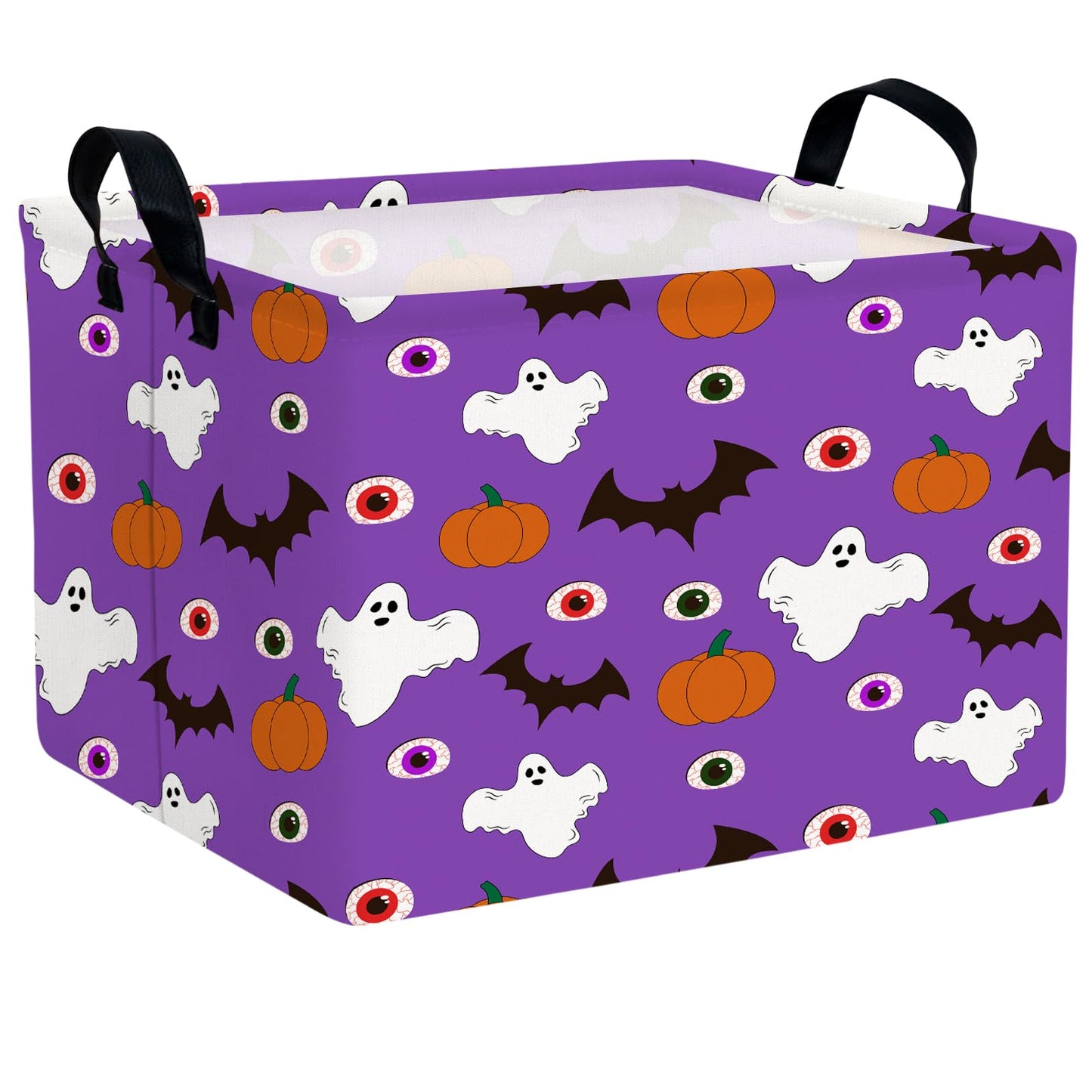 BOAMAU Large Halloween Themed Candy Gift Basket for KidsTrick or Treat Storage Bin Girls Boys Room D cor (Purple Eyed Ghost Bat