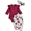 Aalizzwell Preemie Newborn Infant Baby Girls Clothes Ribbed Romper Bodysuit Floral Pants Set Fall Winter Outfits (Red, 0-3 Month