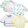 Tarpop 10 Pack Long Sleeve Bibs Infant Smocks Multi Pack Waterproof Soft Sleeved Bibs for Babies Toddler Eating Feeding (6-24 Mo