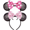 Rcjera Mommy And Me Mouse Ears Headbands - 2 Pcs Glitter Bow Headbands For Kids, Girls, Women, Birthday, Christmas, Cosplay, Pri