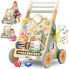 Wooden Baby Walker with Wheels, Speed & Height Adjustable,Baby Push Walker for 6-12 18 Months Boys Girls, Montessori Walker Toy