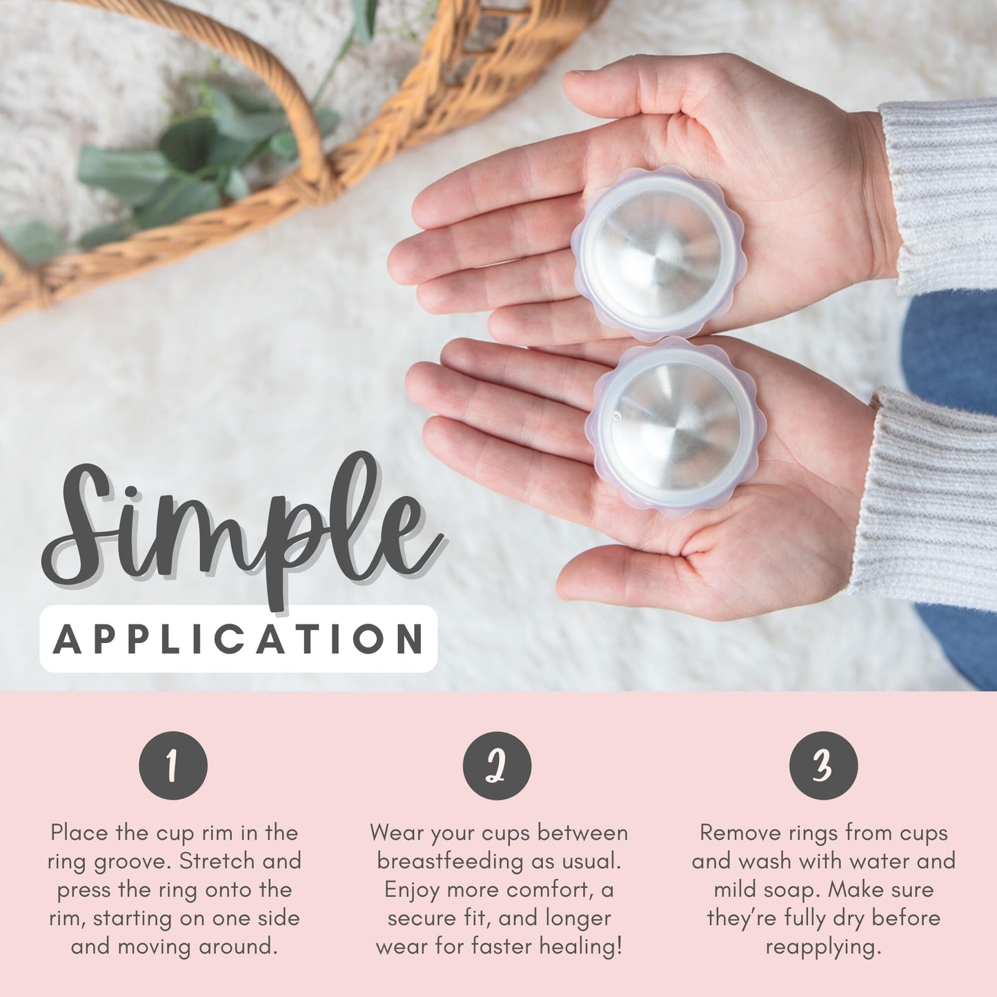 Cradle & Grace Bloom Bands, Silicone Rings For Silver Nursing Cups, Flower Comfort Rings For Silver Nipple Covers, Breastfeeding