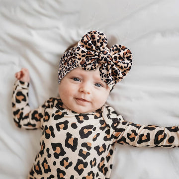 Yanjie Leopard Baby Girl Hair Bow Headbands Soft Velvet Baby Bows Newborn Handmade Hair Hairbands Accessories Wide Headwraps For
