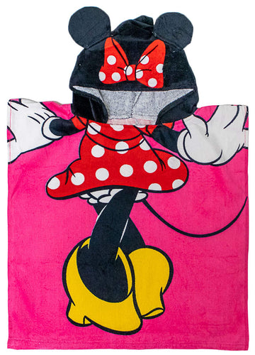 Jay Franco Disney Minnie Mouse Kids Bath/Pool/Beach Hooded Poncho - Super Soft & Absorbent Cotton Towel, Measures 28 X 28 Inches