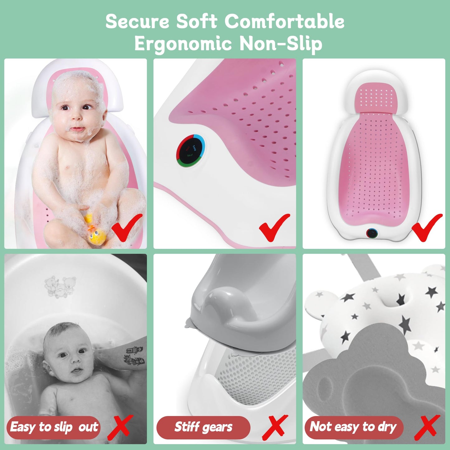 Baby Bath Support Newborn Bathtub With Thermometer,Foldable Baby Tubs For Newborns Baby Bathtub,Sink Baby Bath Tub For Newborn T