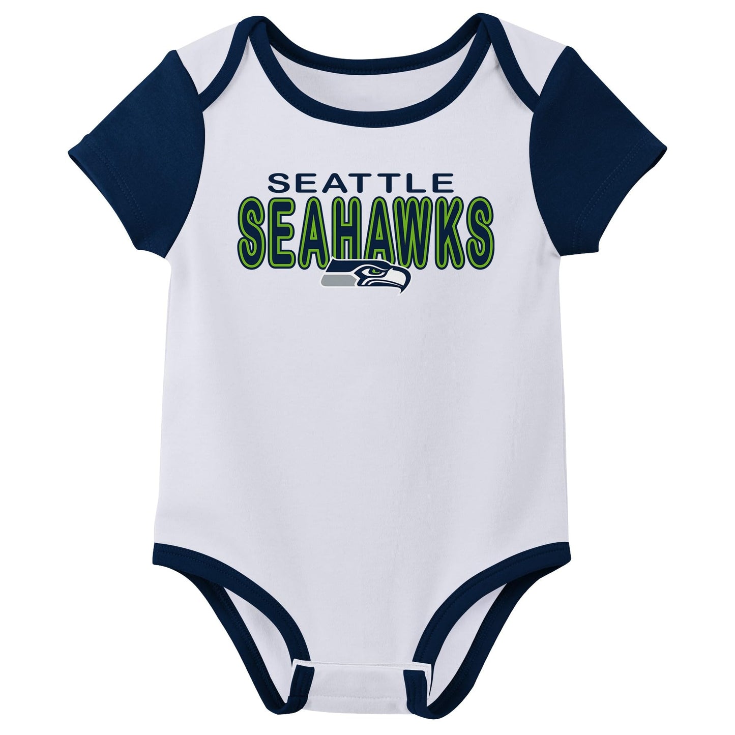 Outerstuff Nfl Newborn Baby And Infant Short Sleeve Bodysuit Variety 3-Pack - Seattle Seahawks, 6-9M