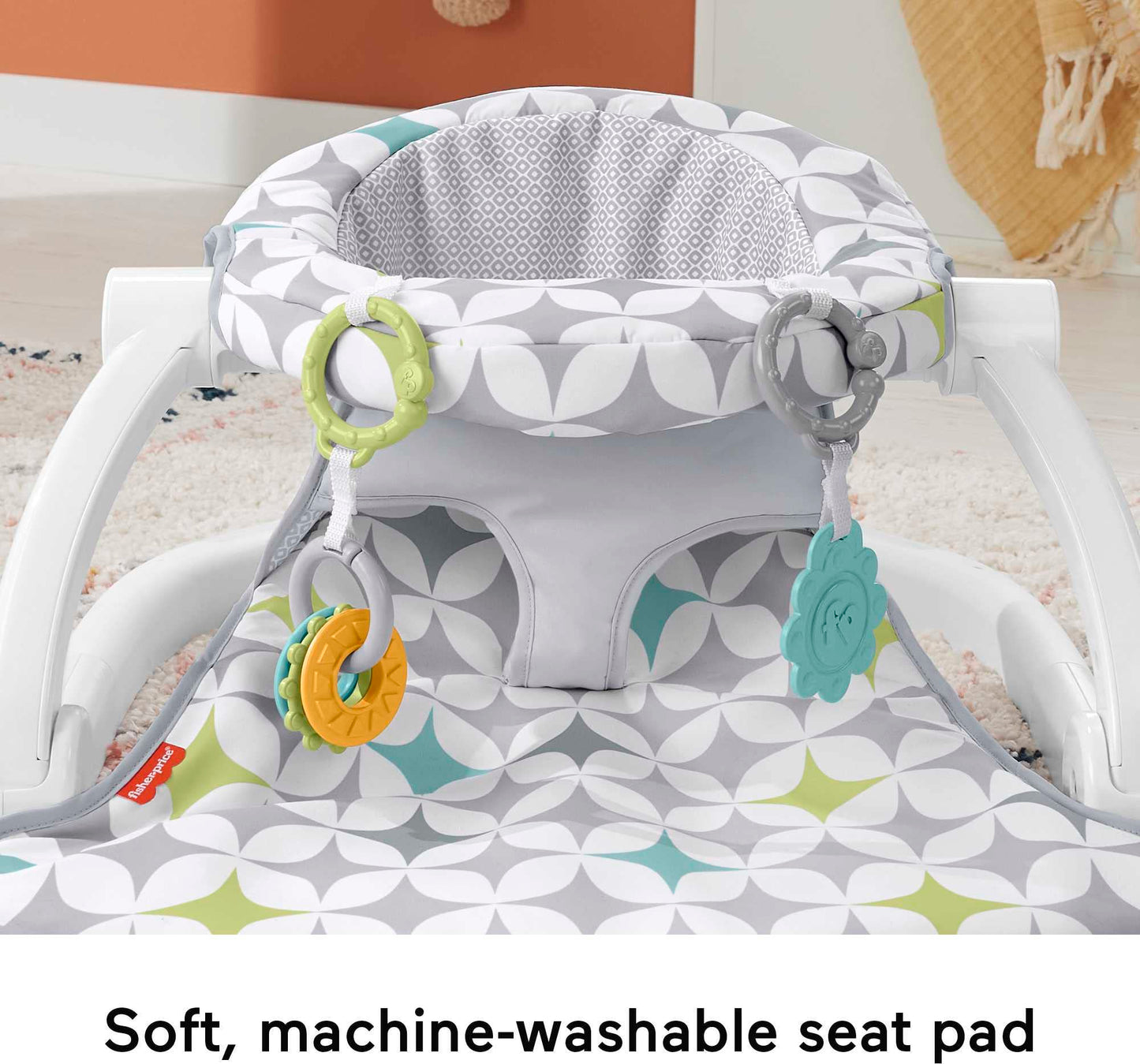 Fisher-Price Portable Baby Chair Sit-Me-Up Floor Seat With Developmental Toys & Machine Washable Seat Pad, Starlight Bursts
