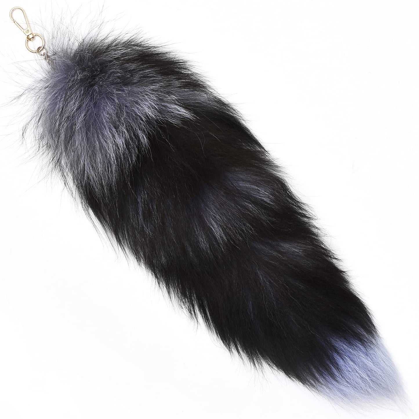 Forssils Real Fox Tail Fluffy Furry Fox Fur Tail Keychain Black Red White Fox Tail Fur Cosplay Toy For Kids (Grey)