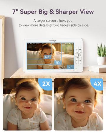 Comfyer Baby Monitor With Camera And Audio, 7' 720P Hd Video Baby Monitor No Wifi, 4000Mah Battery, Vox Mode, Auto Night Vision