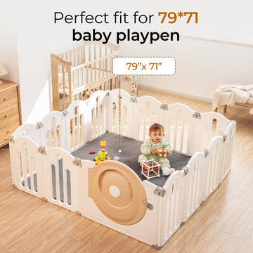 Uniency Baby Play Mat For Floor, 79X71 Thick Foam Soft Padded Playpen Mat With Machine Washable Removable Cover For Babies And T