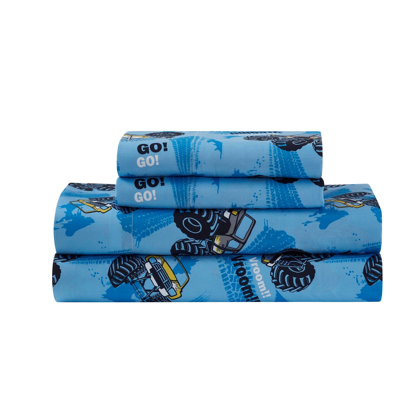 Kids Bedding Set Bed In A Bag For Boys And Girls Toddlers Printed Sheet Set And Comforter, Full, Monster Truck