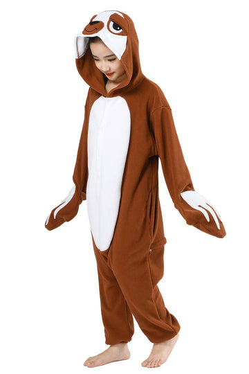 Canasour Kids Sloth Onesie Halloween Cosplay Costume Girls Animal Unisex Outfuit One Piece Hooded Soft Pajamas Coffee Party 10-1