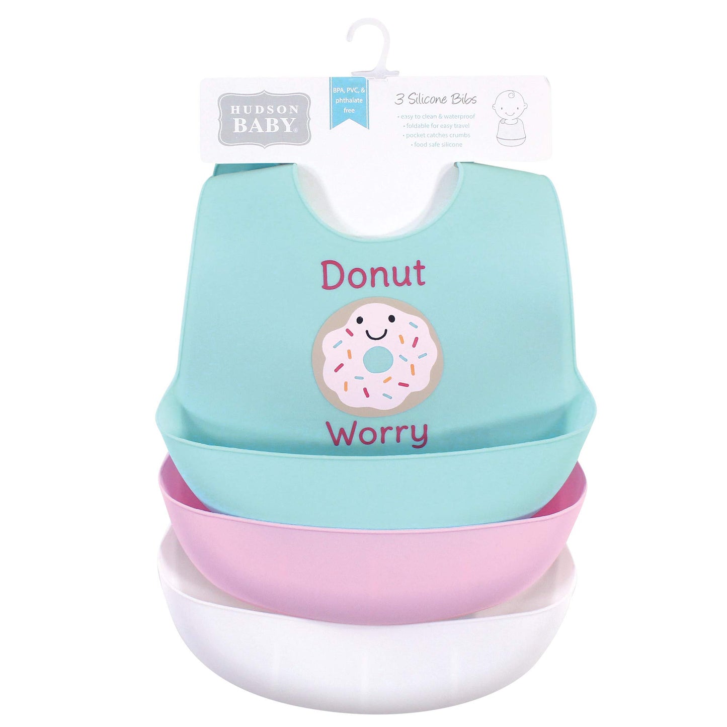Hudson Baby Unisex Baby Silicone Bibs, Donut, One Size