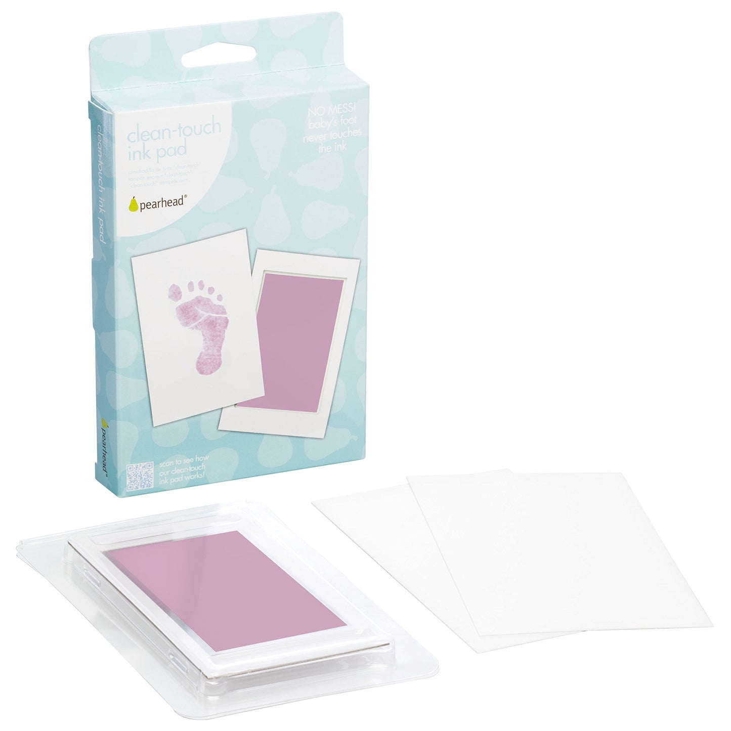 Pearhead Newborn Baby Handprint Or Footprint Clean-Touch Ink Pad Kit, No Mess Baby Safe Print Kit, Newborn Keepsake, 2 Impressio