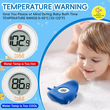 B&H Silicone Baby Bath Thermometer - Safety Digital Infant Bathtub Temperature Thermometer, Color-Coded Display, Quick-Read, Det
