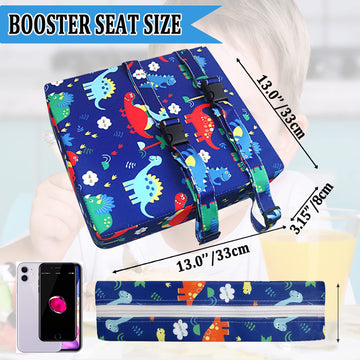 Taeku Booster Seat For Dining Table, Portable Kids Toddler Booster Chair Increasing Cushion Cartoon Seat Pad With 2 Safety Buckl