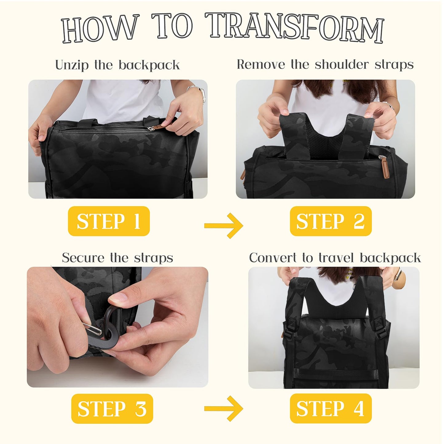 4 In 1 Diaper Bag Backpack, Diaper Bag Backpack For Mom Dad, Travel Diaper Bag Converts Into Backpack With Shoulder Strap, Mom B