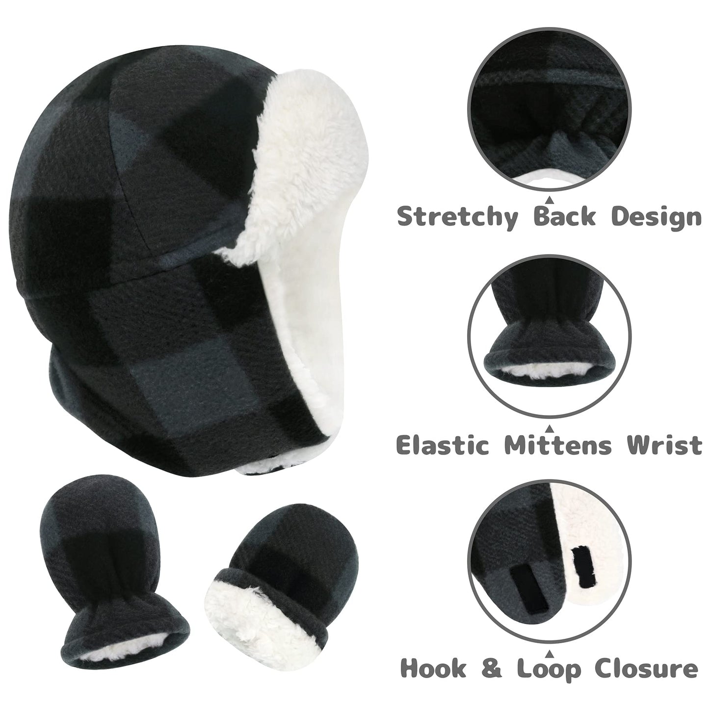 Toddler Hat And Glove Set Toddler Boy Winter Hat Baby Hats 12-18 Months Fleece Baby Hat And Mitten Set Toddler Mittens