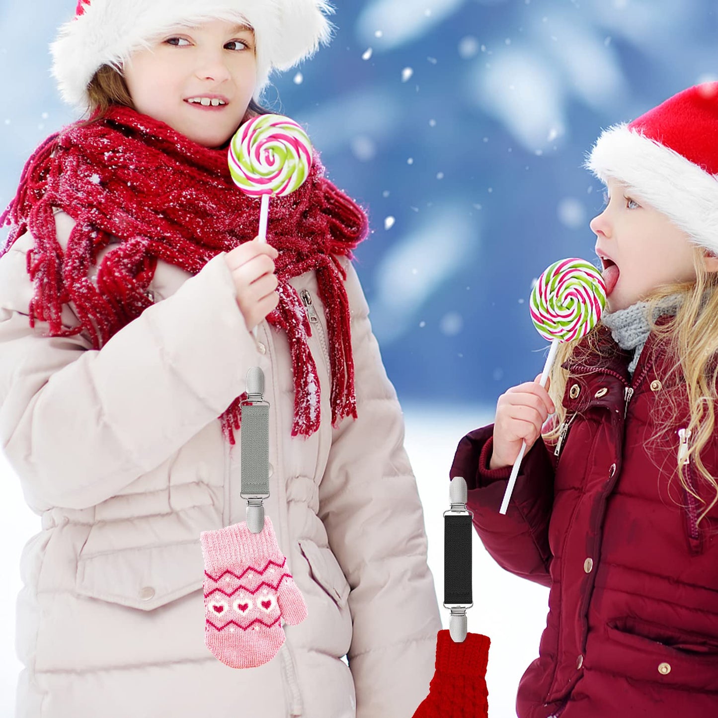 Zkptops 2 Pairs Winter Mitten Clips Elastic Stainless Steel Gloves Clips For Toddler Kids Baby Adults Mitten Clips Clothing Dres