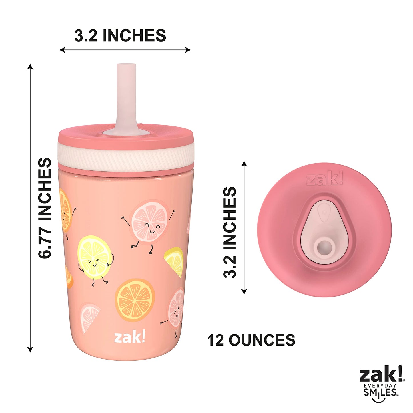 Zak Designs Kelso Tumbler Toddler Cup For Travel Or At Home, 12Oz Vacuum Insulated Stainless Steel Sippy Cup With Leak-Proof Des
